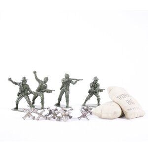 Toy Soldiers sandbags and caltrops, knucklebones toys miniature diorama props,
